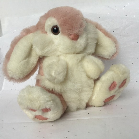 Vintage Chosun Intenational Pink White Bunny Plush Stuffed Animal 7" Floppy Ears - Picture 1 of 12